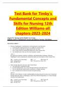 Test Bank for Timby's Fundamental Nursing Skills and Concepts 12th Edition, 9781975141769, All Chapters with Answers/ Download Now