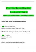 PCE Certified Breastfeeding Counselor Exam Questions and Answers (2024 / 2025) (Verified Answers)