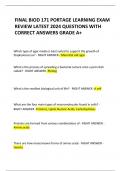 FINAL BIOD 171 PORTAGE LEARNING EXAM REVIEW LATEST 2024 QUESTIONS WITH CORRECT ANSWERS GRADE A+