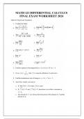 MATH 121 DIFFERENTIAL CALCULUS FINAL EXAM WORKSHEET 2024.