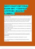 BEST REVIEW WEST COAST EMT FINAL EXAM 100% VERIFIED  ANSWERS 2024/2025  CORRECT