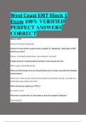 BEST REVIEW West Coast EMT Block 1 Exam 100% VERIFIED  PERFECT ANSWERS  CORRECT