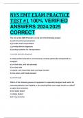 BEST REVIEW NYS EMT EXAM PRACTICE TEST #1 100% VERIFIED  ANSWERS 2024/2025  CORRECT