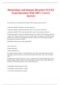 Hematologic and Immune Disorders NCLEX Exam Questions With 100% Correct Answers