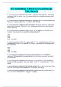 ATI Medication Administration (Dosage Calculation) Comprehensive Questions and Answers 100 Accuracy |Latest 2024 |A nurse is preparing to administer dexamethasone 0.3 mg/kg/day PO divided in equal doses every 12 hr to a school-age child who weighs 50 lb. 