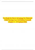 Test Bank for Davis Advantage for Maternal Child Nursing Care 3rd Edition Scannell Chapter 1 - 33 Updated 2024