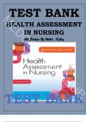 Health Assessment In Nursing 6th Edition Weber Test Bank, All Chapters - Questions and Answers