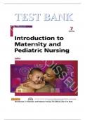 Introduction to Maternity and Pediatric Nursing 7th Edition Leifer Test Bank, All Chapters - Questions and Answers