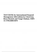 TEST BANK for International Financial Management 10th Edition by Cheol Eun, Bruce Resnick and Tuugi Chuluun. ISBN13: 9781260013870 