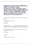  Headache and Neurologic, SAEM Peds, SAEM - Procedures, Psych Emergencies, Derm, SAEM Tox, Infxn, Optho, Foreign Bodies, SAEM AMS, 2017 CV, 2017 trauma, SAEM MISC, SAEM - Shock and Sepsis, Environment and Endocrine, Pulm Emergencies Complete Questions And