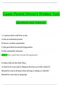 Guam Permit Driver's Written Test Questions and Verified Answers (2024 / 2025)/ A+ GRADE