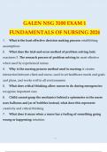 GALEN NSG 3100 EXAM 1 FUNDAMENTALS OF NURSING 2024