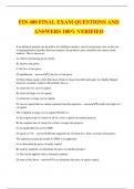 FIN 480 FINAL EXAM QUESTIONS AND ANSWERS 100% VERIFIED