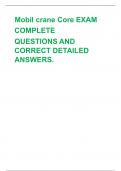 Mobil crane Core EXAM   COMPLETE   QUESTIONS AND CORRECT DETAILED ANSWERS.   