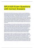 SPLH 620 Exam Questions with Correct Answers