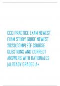         CCO PRACTICE EXAM NEWEST  EXAM STUDY GUIDE NEWEST  2023(COMPLETE COURSE  QUESTIONS AND CORRECT  ANSWERS WITH RATIONALES  |ALREADY GRADED A+ 