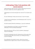 Anthropology Wake Tech questions with correct answers|28 pages|100%  verified