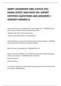 ARMY LEADERSHIP AND JUSTICE OCS  EXAM LATEST 2024 WITH 30+ EXPERT  CERTIFIED QUESTIONS AND ANSWERS I  ALREADY GRADED A+