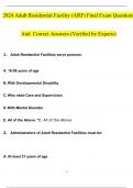 ADULT RESIDENTIAL FACILITY (ARF) EXAM STUDY SET LATEST BUNDLE PACK SOLUTION (VERIFIED)