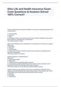 Ohio Life and Health Insurance Exam Cram Questions & Answers Solved 100% Correct!!