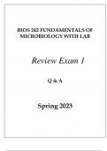 BIOS 242 FUNDAMENTALS OF MICROBIOLOGY WITH LAB REVIEW EXAM 1 Q & A SPRING 2023.