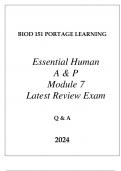 BIOD 151 PORTAGE LEARNING ESSENTIAL HUMAN A & P MODULE 7 LATEST REVIEW EXAM Q & A