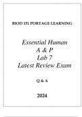 BIOD 151 PORTAGE LEARNING ESSENTIAL HUMAN A & P LAB 7 LATEST REVIEW EXAM Q & A 2024.