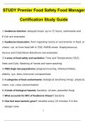 STUDY Premier Food Safety Food Manager Certification Study Guide Questions and Verified Answers (2024 / 2025)/ A+ GRADE