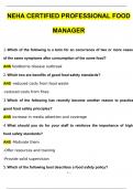 NEHA Certified Professional Food Manager Exam Latest 2024 Questions and Verified Answers (2024 / 2025)/ A+ GRADE