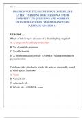 PEARSON VUE TEXAS LIFE INSURANCE EXAM 2 LATEST VERSIONS 2024 (VERSION A AND B) COMPLETE 170 QUESTIONS AND CORRECT DETAILED ANSWERS (VERIFIED ANSWERS) |ALREADY GRADED A+ 