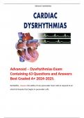 Advanced – Dysrhythmias Exam Containing 63 Questions and Answers Best Graded A+ 2024-2025.