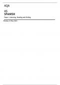 AQA  AS SPANISH Paper 1 Listening, Reading and Writing  Monday 15 May 2023 