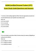 NASM Certified Personal Trainer (CPT) Exam Study Guide  Questions and Answers 2024 / 2025 | 100% Verified Answers