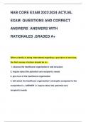 NAB CORE EXAM 20232024 ACTUAL  EXAM QUIESTIONS AND CORRECT  ANSWERS ANSWERS WITH  RATIONALES .GRADED A+