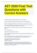 AET 2560 Final Test Questions with Correct Answers