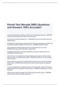 Permit Test (Nevada DMV) Questions and Answers 100% Accurate!!