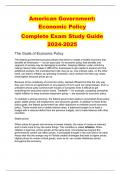 American Government: Economic Policy Complete Exam Study Guide 2024-2025