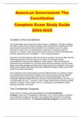 American Government: The Constitution  Complete Exam Study Guide 2024-2025