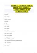 MEDICAL TERMINOLOGYHOSA 2024/2024 ALL  TERMS IN MEDICAL  TERMINOLOGY