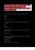 Advanced Radon Measurement Service Provider Course Actual Updated Questions and Answers 2024-2025 with complete solution