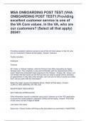 MSA ONBOARDING POST TEST (VHA ONBOARDING POST TEST1.Providing excellent customer service is one of the VA Core values. In the VA, who are our customers? (Select all that apply) 2024!!