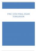 FINC 3250 Final Exam Tomlinson Questions and Answers 2024