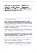 Certified in Healthcare Privacy and Security (CHPS) Exam Preparation (CHPS Exam 1 Prep (AHIMA) Questions With Complete Solutions.