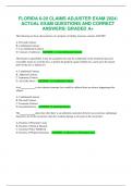 FLORIDA 6-20 CLAIMS ADJUSTER EXAM 2024| ACTUAL EXAM QUESTIONS AND CORRECT ANSWERS| GRADED A+