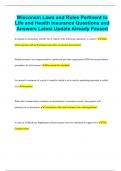 Wisconsin Laws and Rules Pertinent to Life and Health Insurance Questions and Answers Latest Update Already Passed