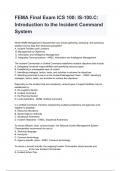 FEMA Final Exam ICS 100: IS-100.C: Introduction to the Incident Command System 2024/2025 (100% verified) graded A+  by experts