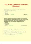 FEMA IS-230E: Fundamentals of Emergency Management   What capabilities focus on reducing loss of life and property by lessening the impact of disasters? A. Protection B. Response C. Mitigation D. Management -      ANSWER                                   