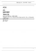 AQA AS HISTORY 7041/2L Italy and Fascism, c1900–1945 Component 2L The crisis of Liberal Italy and the Rise of Mussolini, c1900–1926 Mark scheme June 2023