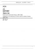 AQA AS HISTORY 7041/1H Tsarist and Communist Russia, 1855–1964 Component 1H Autocracy, Reform and Revolution: Russia, 1855–1917 Mark scheme June 2023