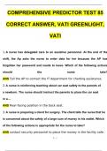 Comprehensive predictor test 85 correct answer, VATI Greenlight, VATI Questions with 100% Correct Answers | Verified | Latest Update